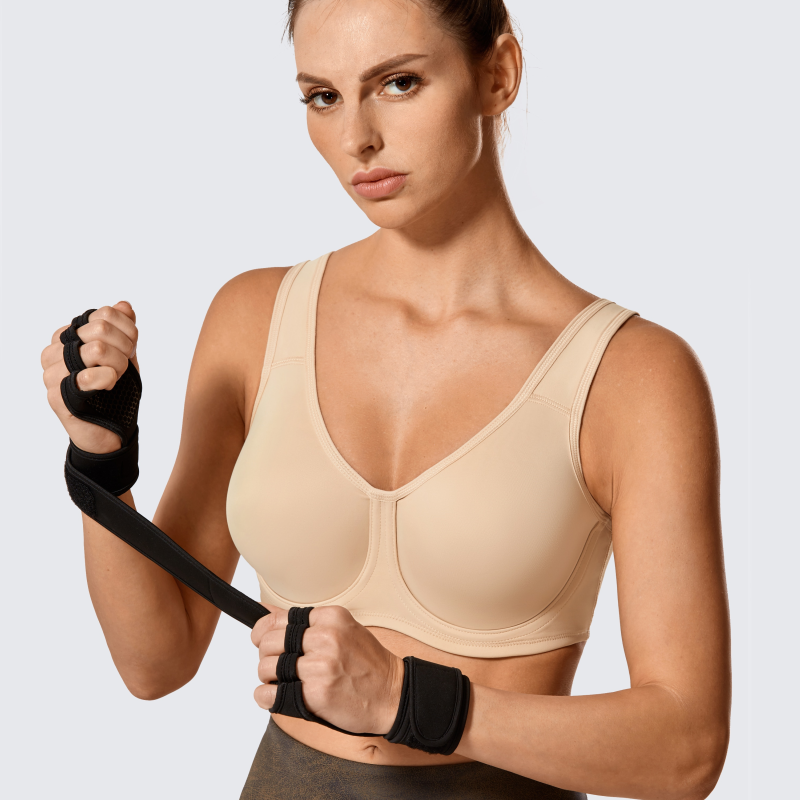 SYROKAN High Impact Sports Bras for Women Support Underwire Cross Back Large  Bust Cool Comfort Molded Cup Black 38DD in Dubai - UAE