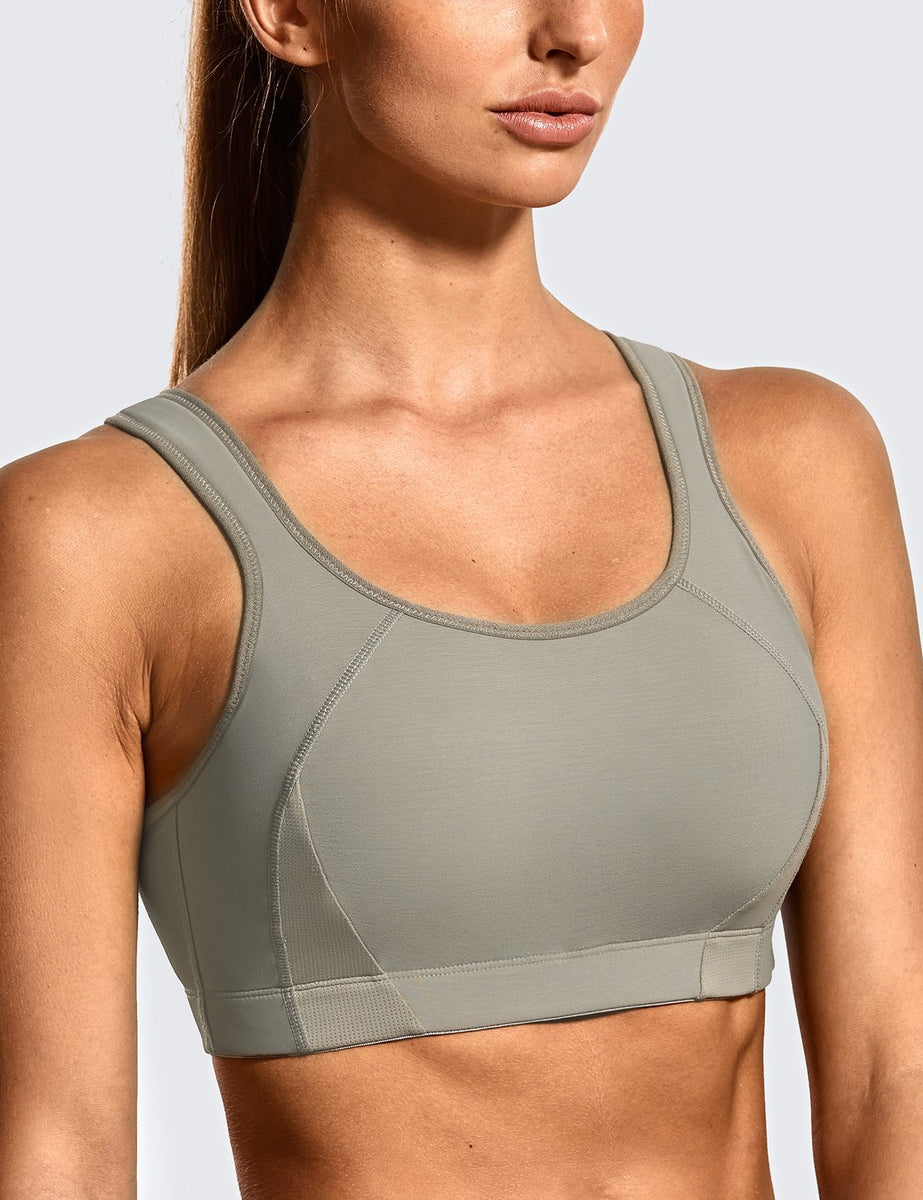 SYROKAN Women's Comfort Sports Bra High Impact for Large Breasts Wireless  Stretch Support Bounce Control