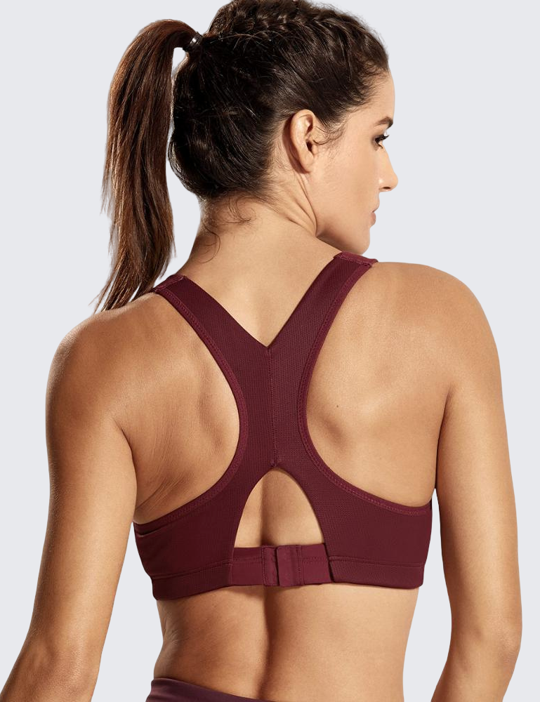 SYROKAN Front Adjustable Sports Bras for Women High Dominican