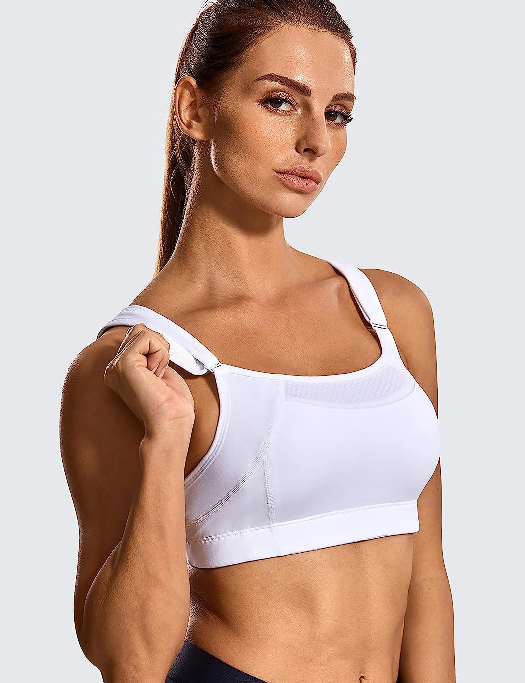 SYROKAN Women's Sports Bra High Impact Comfort Padded Wireless Supportive  Plus Size Workout Running Bras White 38E - ShopStyle