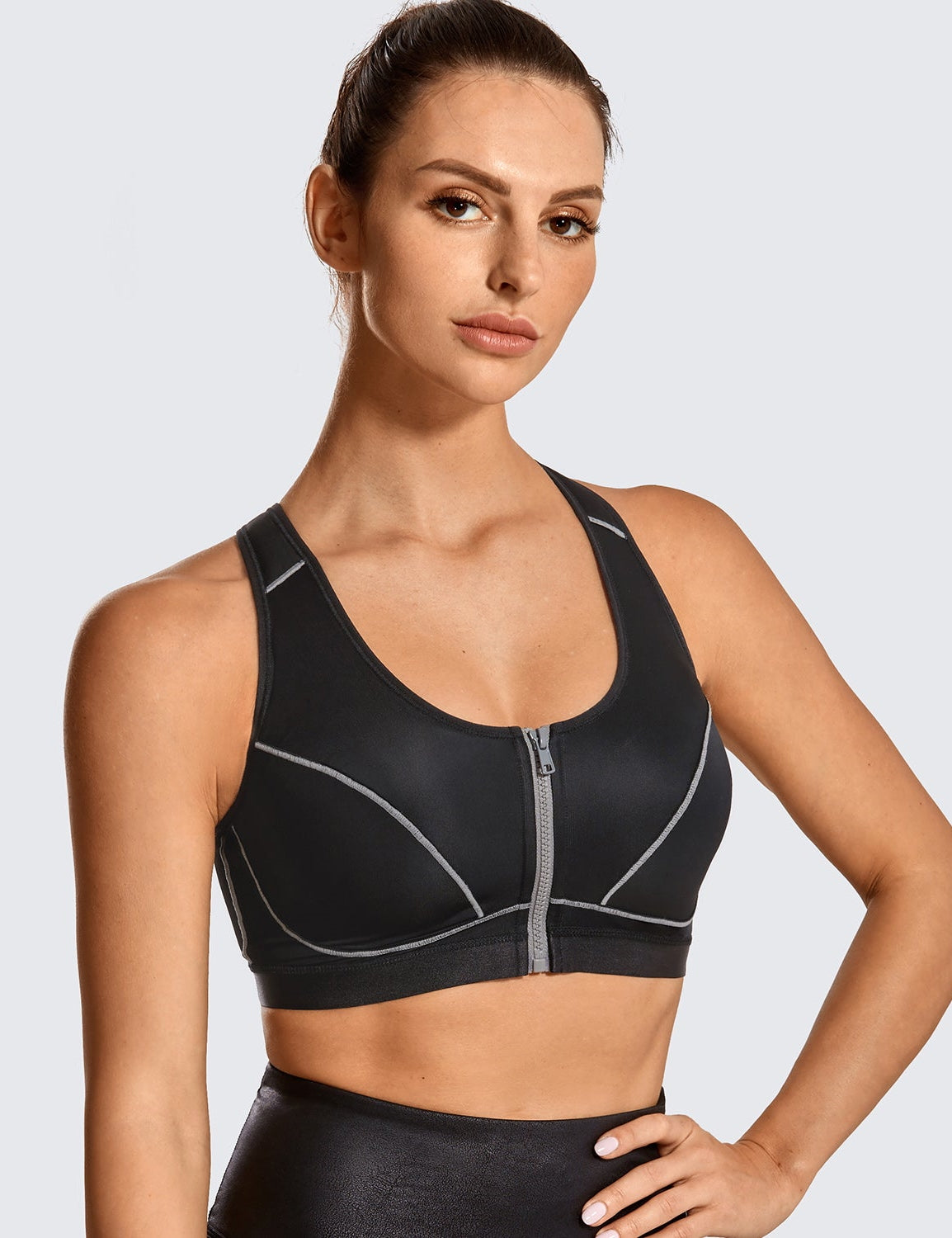 SYROKAN Front Adjustable Sports Bras for Women High Support Plus Size High  Impact Padded Wireless Bra Black-A265A 34C at  Women's Clothing store